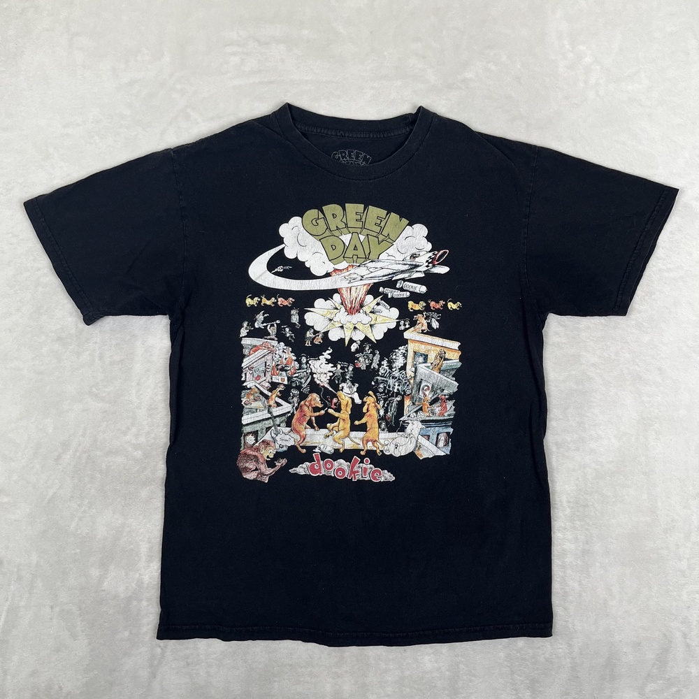 Green Day Dookie T-Shirt Mens Medium Black Album Cover Rock Band Music Tee